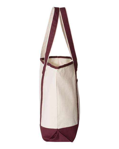 Q-Tees Q1500 34.6L Large Canvas Deluxe Tote - Natural/ Maroon - side
