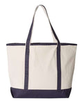 Q-Tees Q1500 34.6L Large Canvas Deluxe Tote - Natural/ Navy - back
