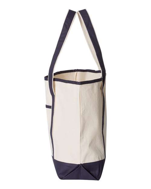 Q-Tees Q1500 34.6L Large Canvas Deluxe Tote - Natural/ Navy - side