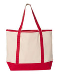 Q-Tees Q1500 34.6L Large Canvas Deluxe Tote - Natural/ Red - back