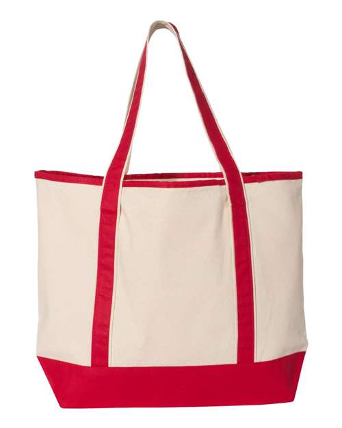 Q-Tees Q1500 34.6L Large Canvas Deluxe Tote - Natural/ Red - back