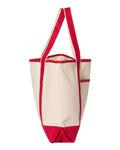 Q-Tees Q1500 34.6L Large Canvas Deluxe Tote - Natural/ Red - side