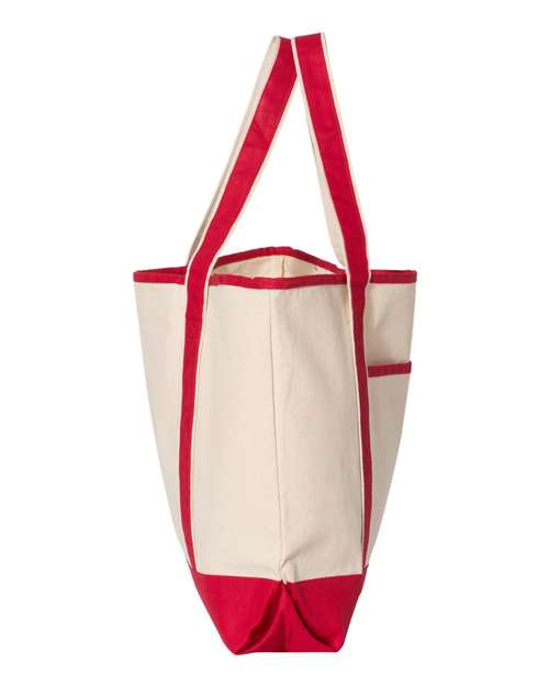 Q-Tees Q1500 34.6L Large Canvas Deluxe Tote - Natural/ Red - side