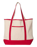 Q-Tees Q1500 34.6L Large Canvas Deluxe Tote - Natural/ Red - front