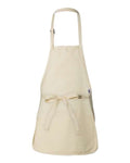 Q-Tees Q4250 Full-Length Apron with Pouch Pocket - Natural - back