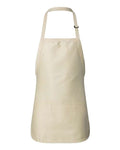 Q-Tees Q4250 Full-Length Apron with Pouch Pocket - Natural - front