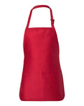 Q-Tees Q4250 Full-Length Apron with Pouch Pocket - Red - front