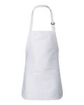 Q-Tees Q4250 Full-Length Apron with Pouch Pocket - White - front