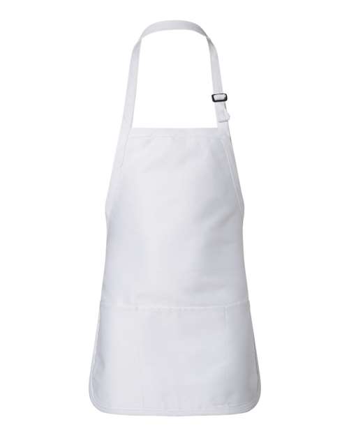 Q-Tees Q4250 Full-Length Apron with Pouch Pocket - White - front