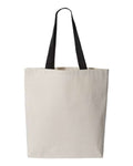 Q-Tees Q4400 11L Canvas Tote with Contrast-Color Handles - Natural/ Black - back