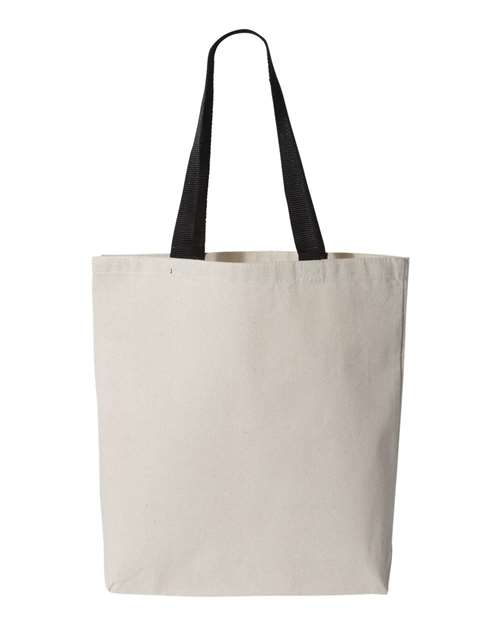 Q-Tees Q4400 11L Canvas Tote with Contrast-Color Handles - Natural/ Black - front