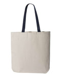 Q-Tees Q4400 11L Canvas Tote with Contrast-Color Handles - Natural/ Navy - back