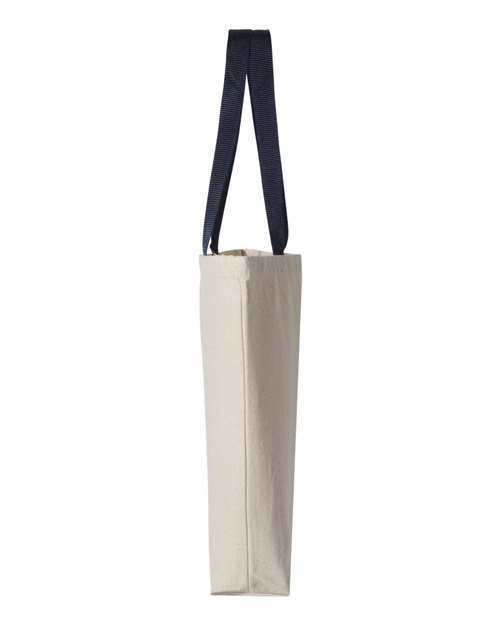 Q-Tees Q4400 11L Canvas Tote with Contrast-Color Handles - Natural/ Navy - side