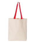 Q-Tees Q4400 11L Canvas Tote with Contrast-Color Handles - Natural/ Red - back