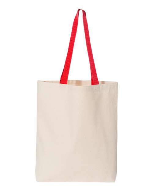 Q-Tees Q4400 11L Canvas Tote with Contrast-Color Handles - Natural/ Red - back