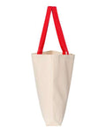 Q-Tees Q4400 11L Canvas Tote with Contrast-Color Handles - Natural/ Red - side
