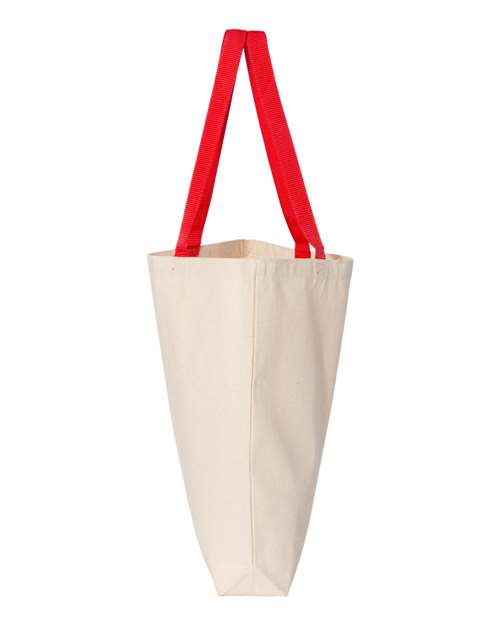 Q-Tees Q4400 11L Canvas Tote with Contrast-Color Handles - Natural/ Red - side