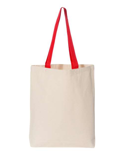 Q-Tees Q4400 11L Canvas Tote with Contrast-Color Handles - Natural/ Red - front