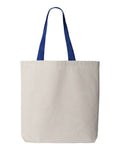 Q-Tees Q4400 11L Canvas Tote with Contrast-Color Handles - Natural/ Royal - back
