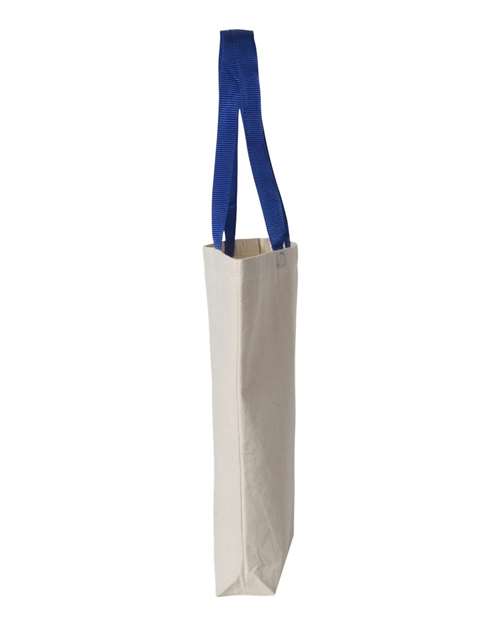 Q-Tees Q4400 11L Canvas Tote with Contrast-Color Handles - Natural/ Royal - side