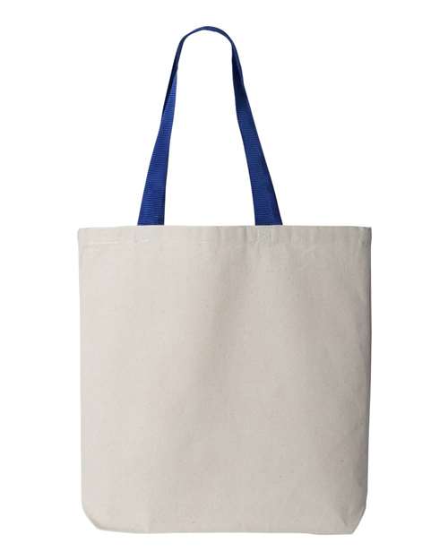 Q-Tees Q4400 11L Canvas Tote with Contrast-Color Handles - Natural/ Royal - front