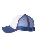 Valucap S102 Sandwich Trucker Cap - White/ Royal/ Red - side