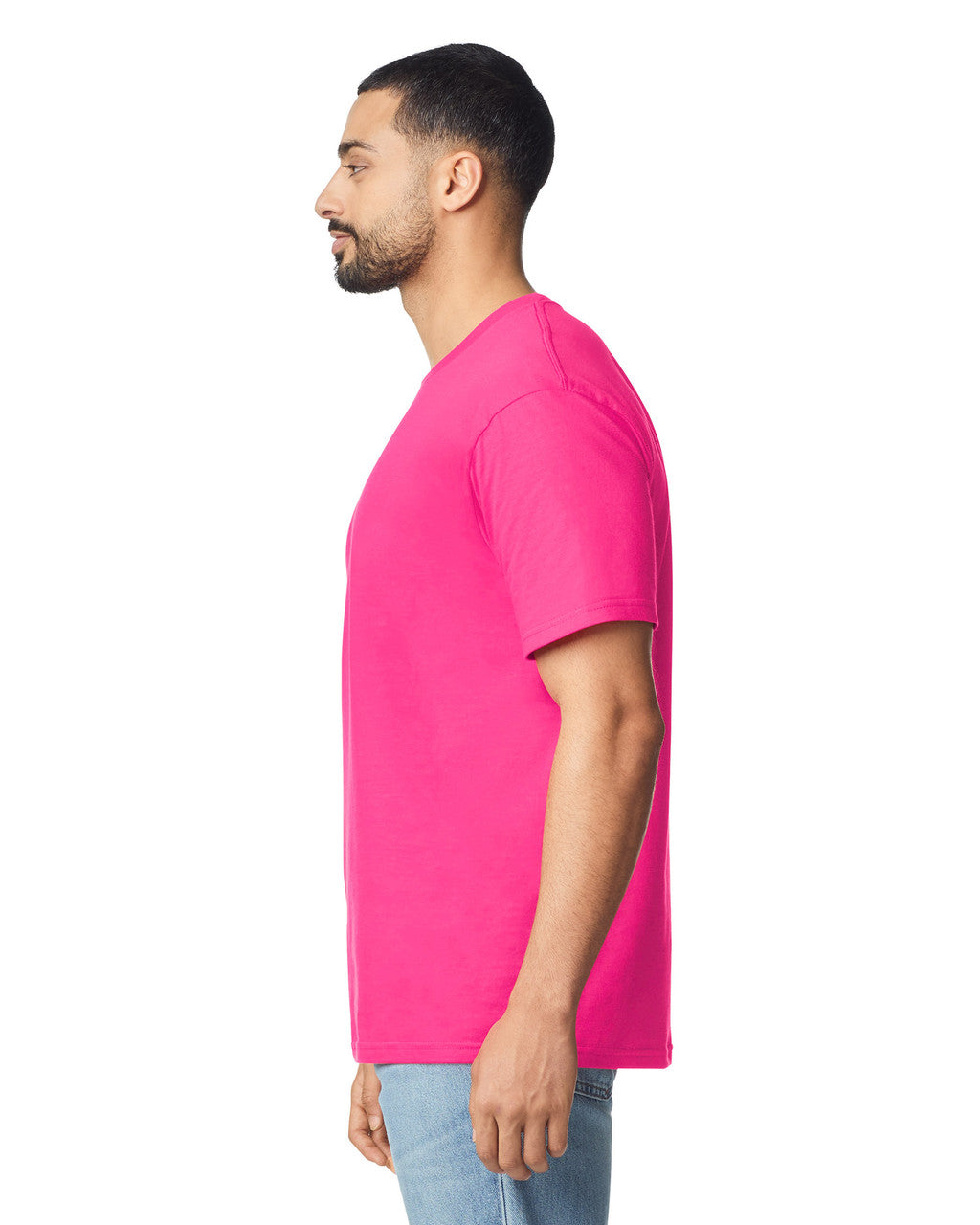 Gildan G640 Softstyle T-Shirt - Heliconia - model side