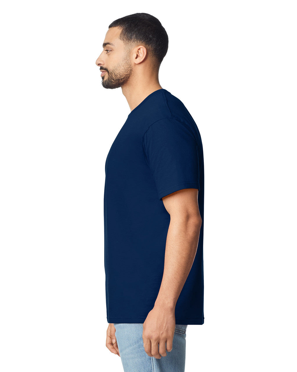 Gildan G640 Softstyle T-Shirt - Navy - model side