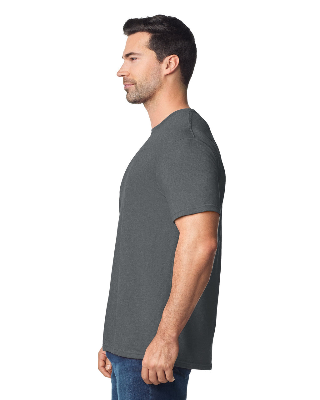 Gildan G640 Softstyle T-Shirt - Charcoal - model side