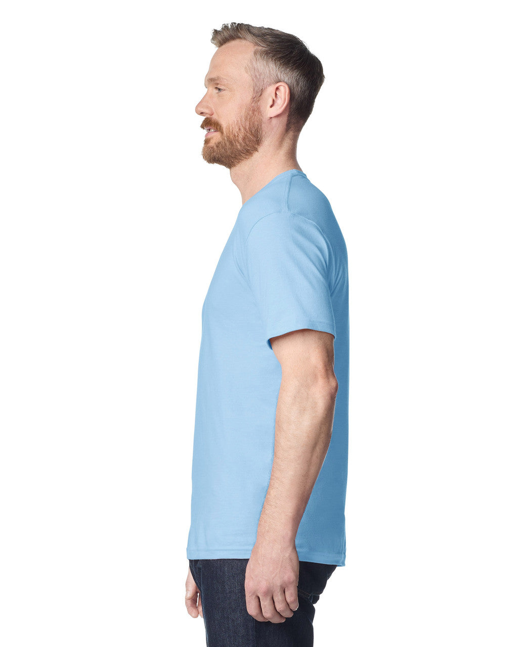 Gildan G640 Softstyle T-Shirt - Light Blue - model side