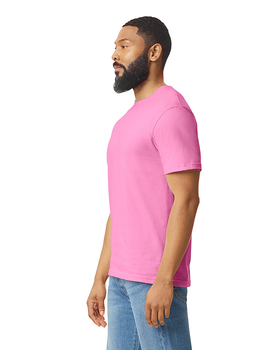 Gildan G640 Softstyle T-Shirt - Azalea - model side