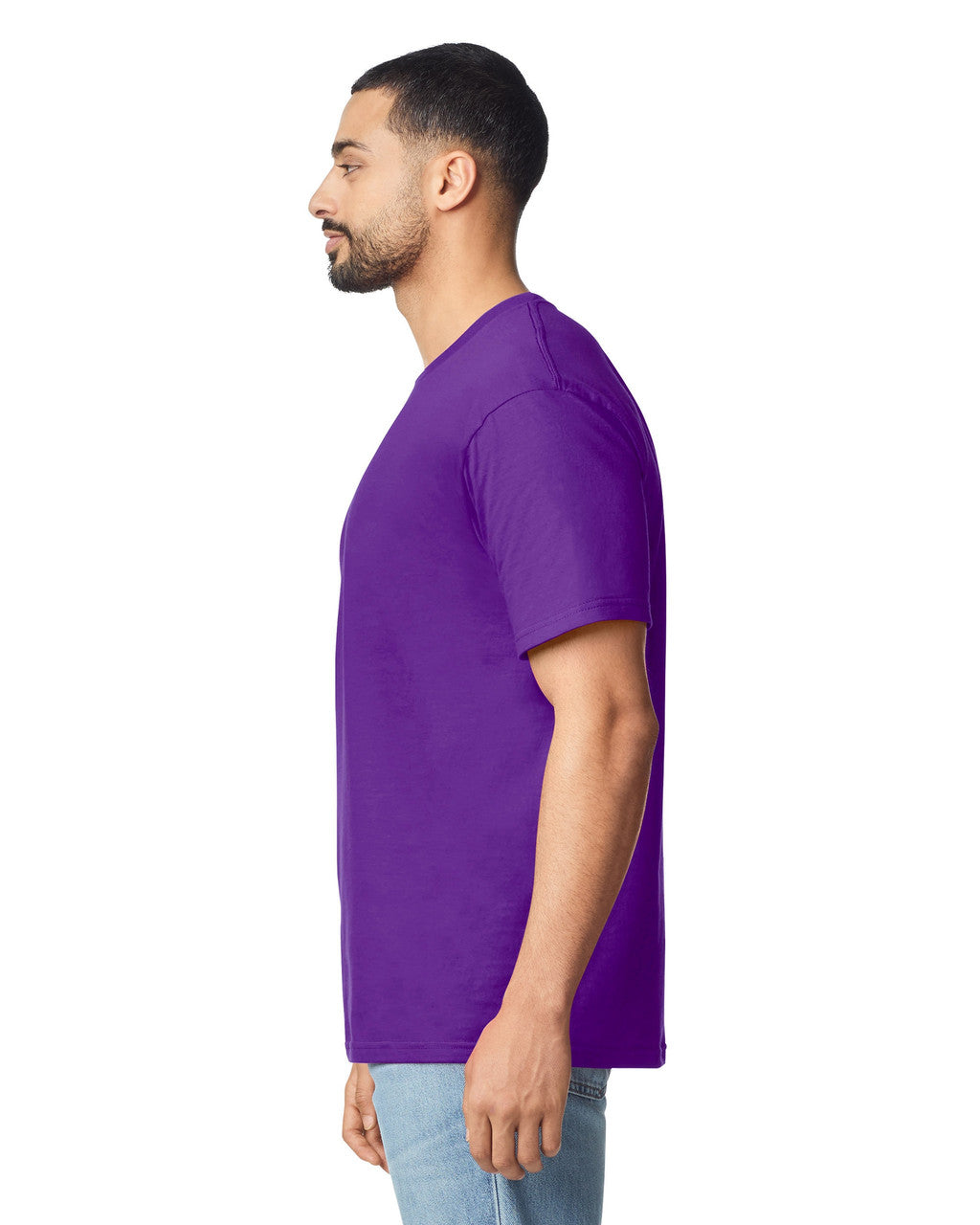 Gildan G640 Softstyle T-Shirt - Purple - model side