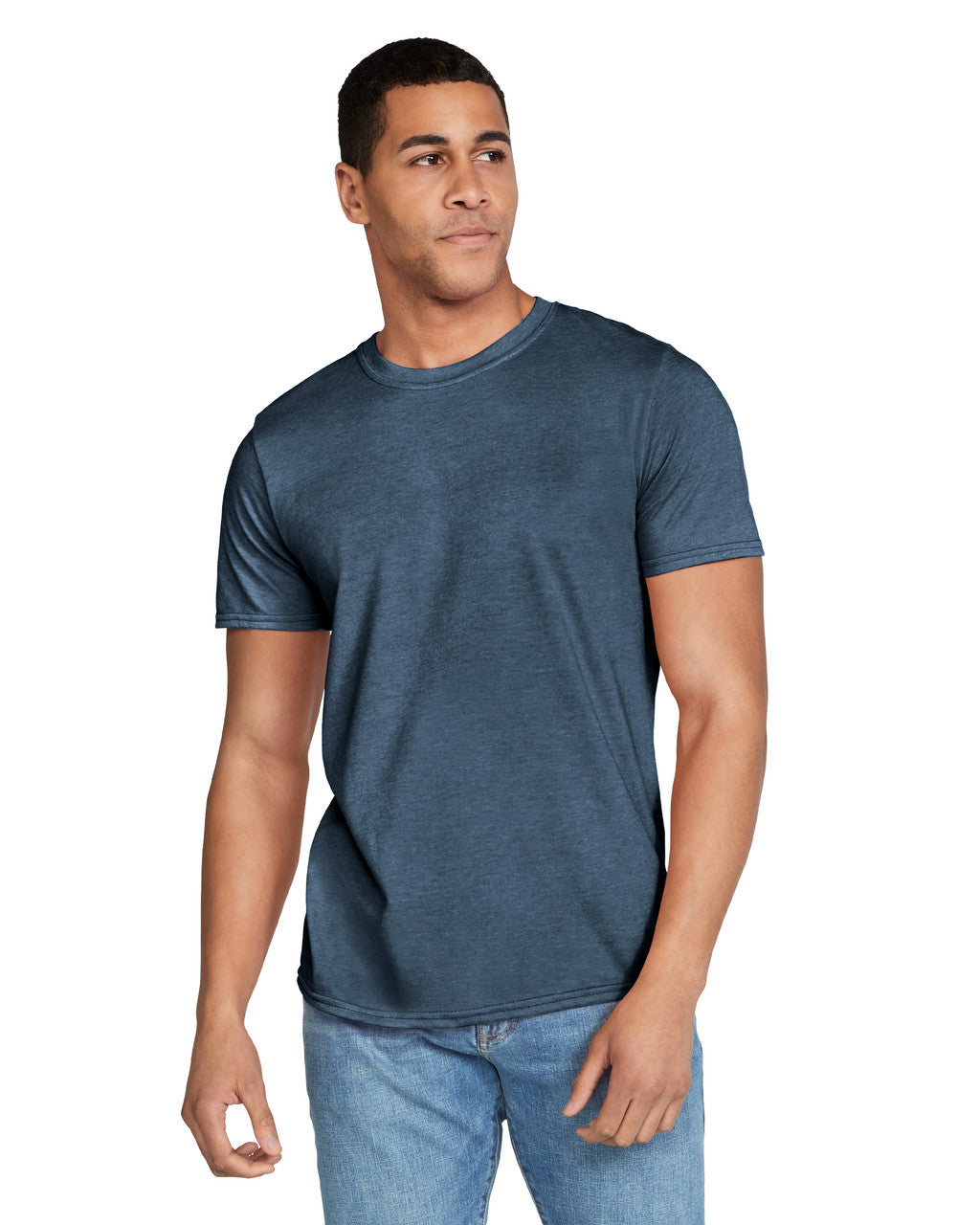 Gildan G640 Softstyle T-Shirt - Heather Navy - model front