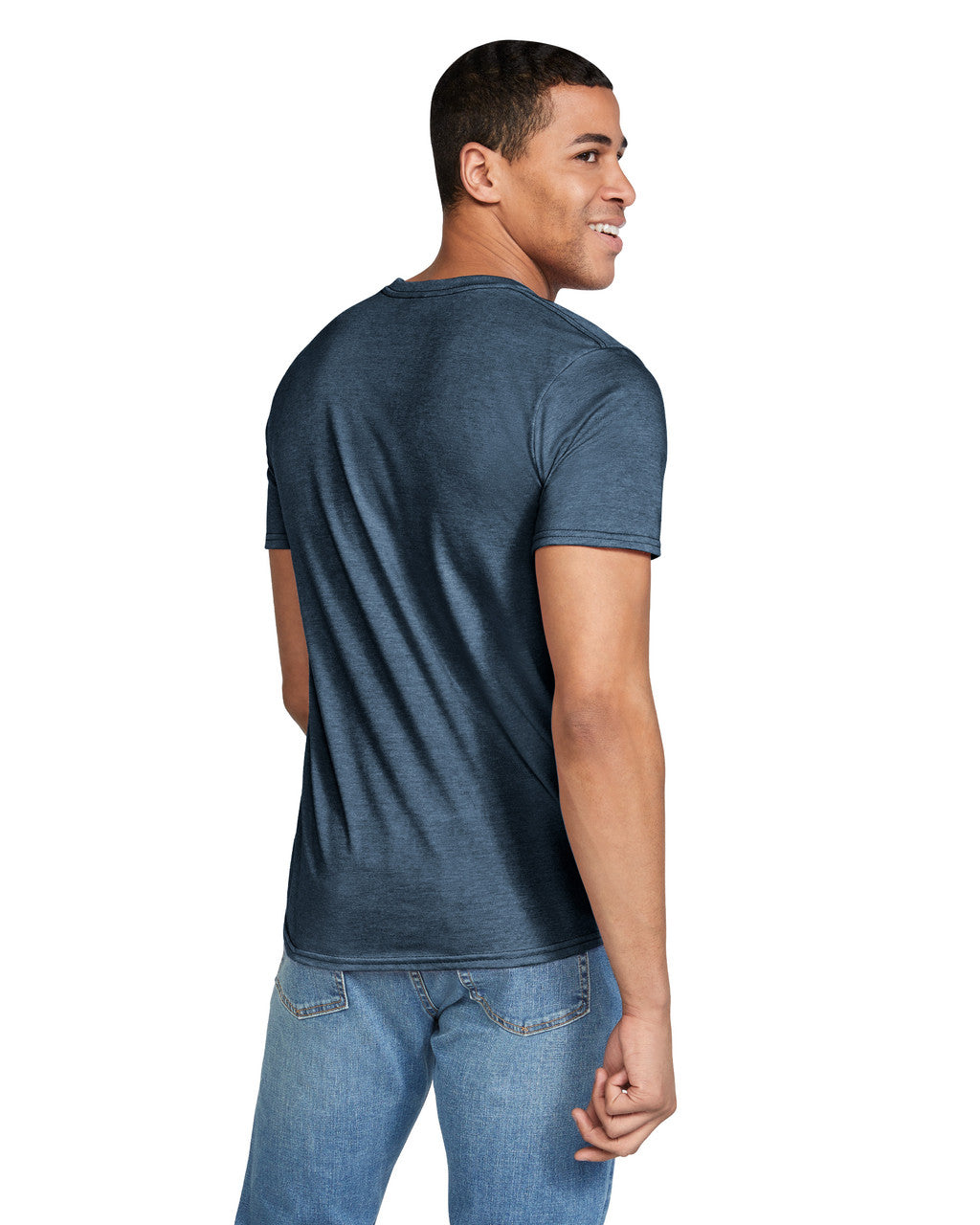 Gildan G640 Softstyle T-Shirt - Heather Navy - model back