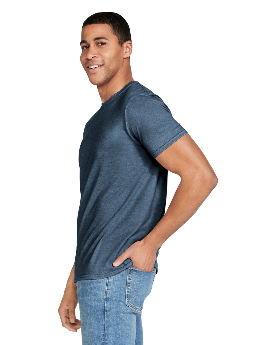 Gildan G640 Softstyle T-Shirt - Heather Navy - model side