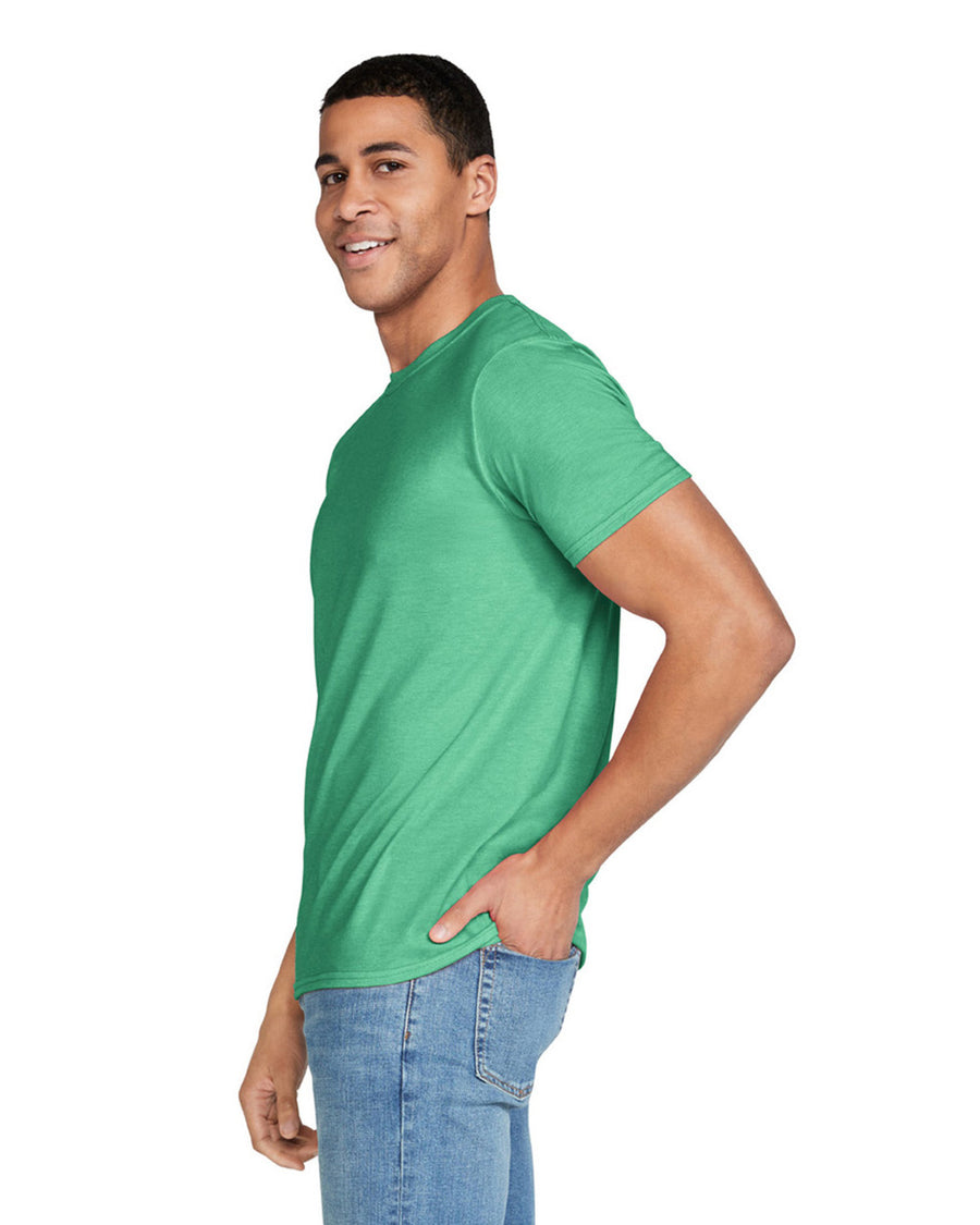 Gildan G640 Softstyle T-Shirt - Heather Irish Green - model side