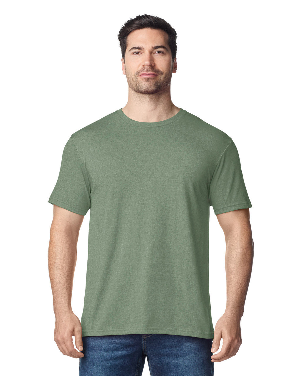 Gildan G640 Softstyle T-Shirt - Heather Military Green - model front