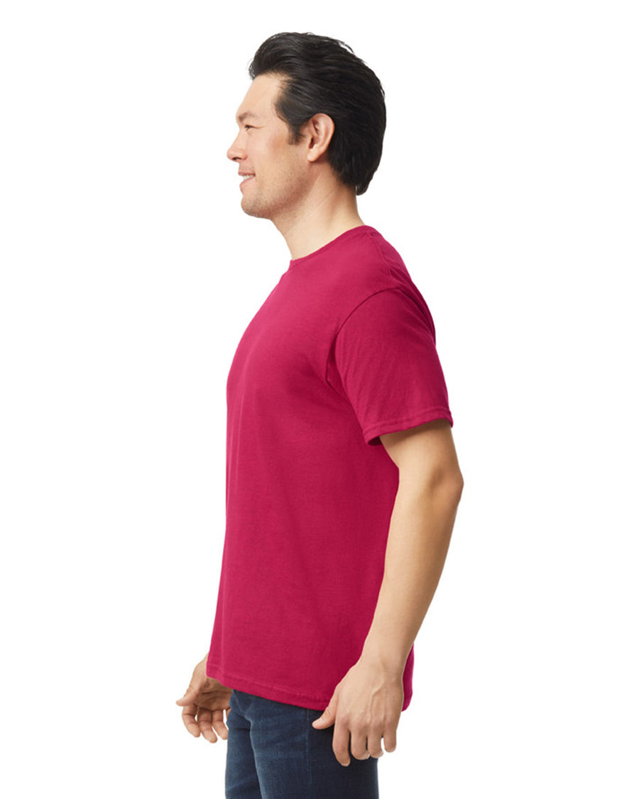 Gildan G640 Softstyle T-Shirt - Antique Cherry Red - model side