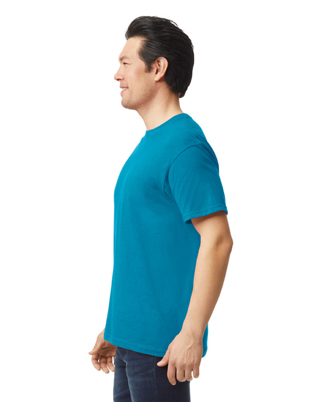 Gildan G640 Softstyle T-Shirt - Antique Sapphire - model side