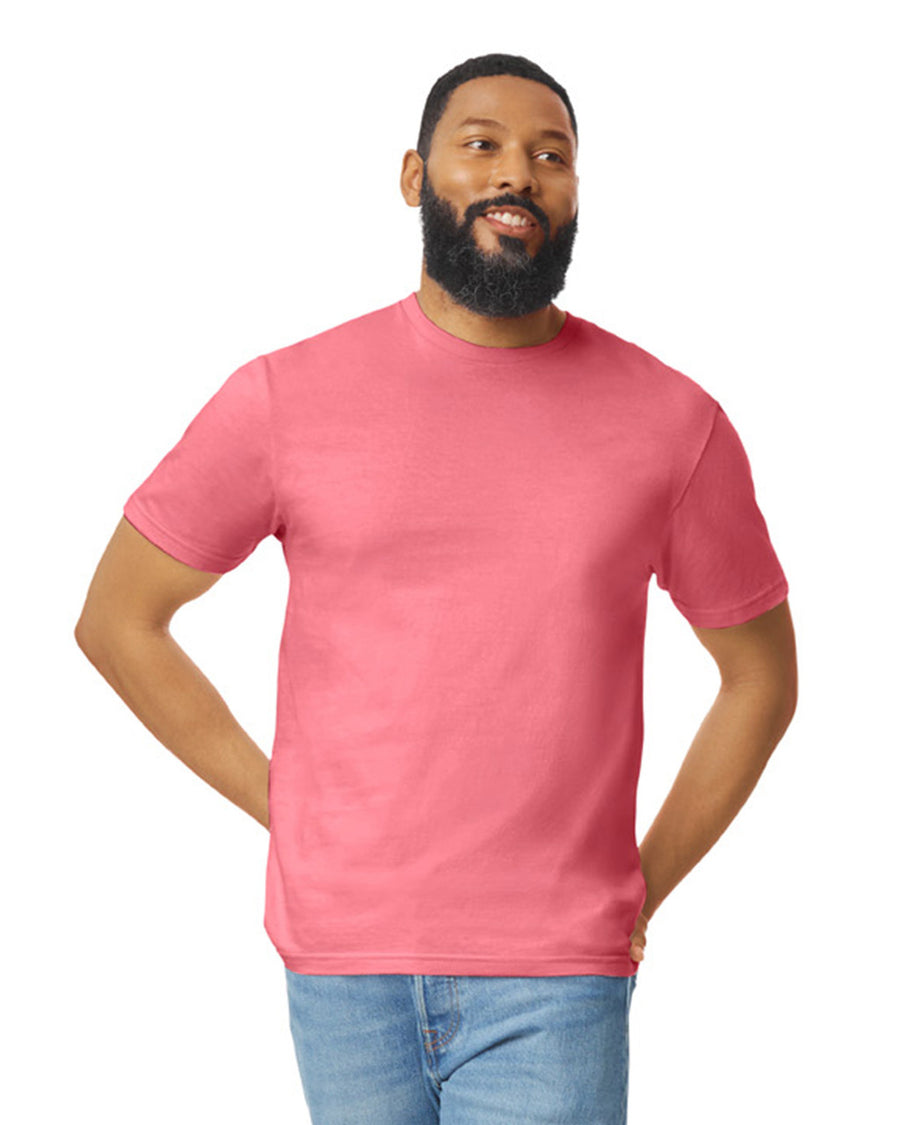 Gildan G640 Softstyle T-Shirt - Coral Silk - model front