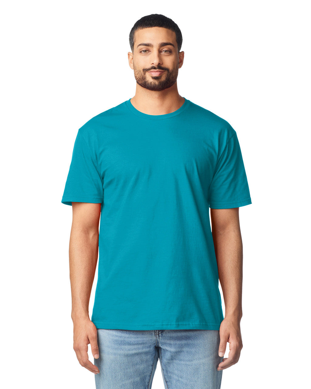 Gildan G640 Softstyle T-Shirt - Tropical Blue - model front