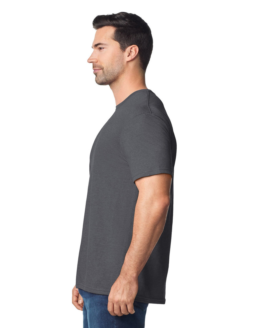 Gildan G640 Softstyle T-Shirt - Heather Dark Grey - model side