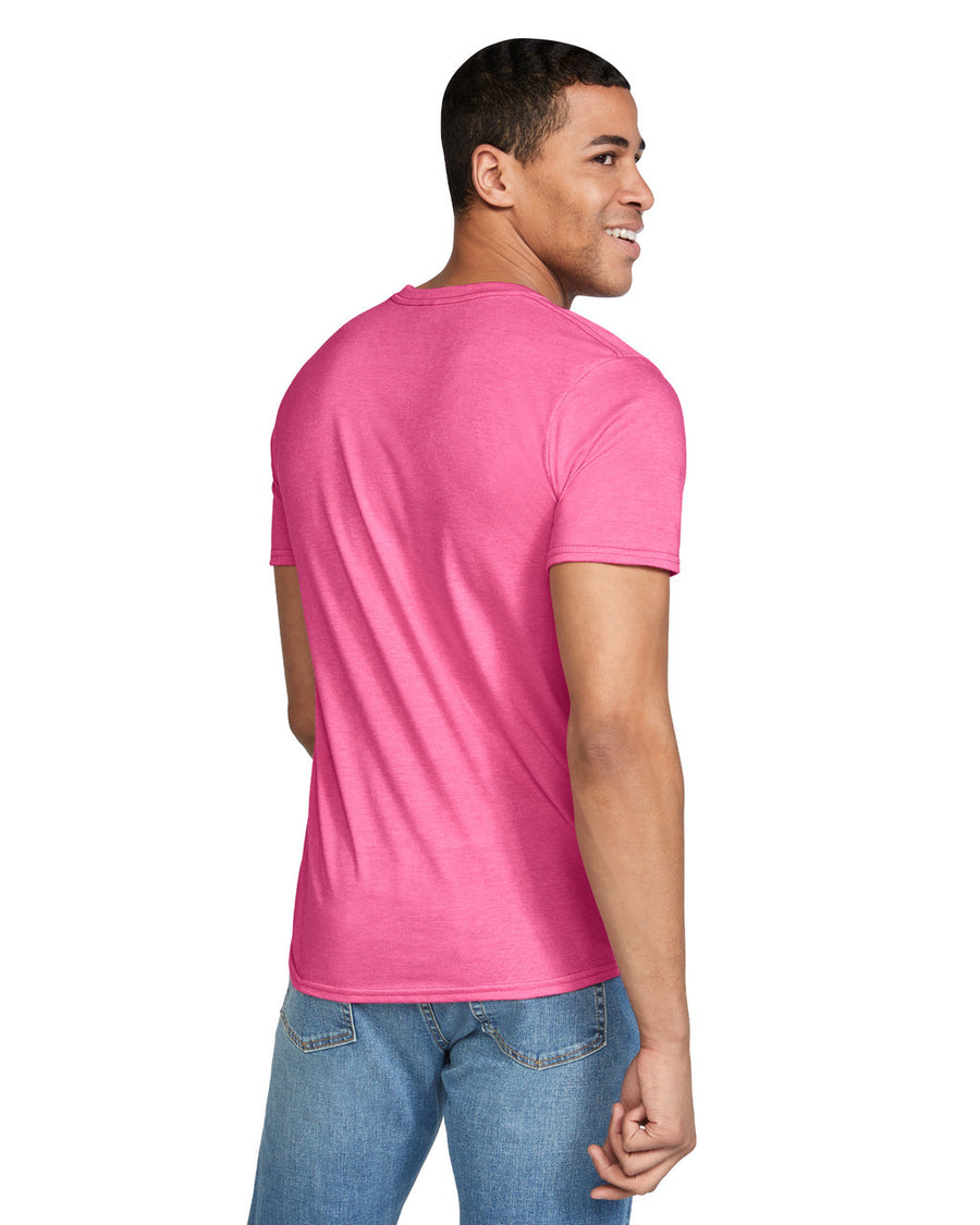 Gildan G640 Softstyle T-Shirt - Heather Heliconia - model back