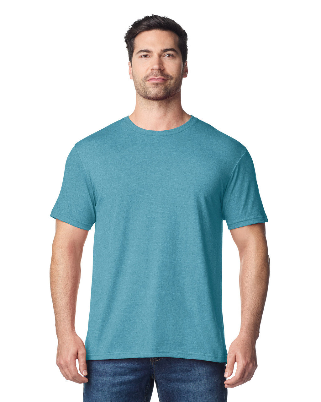 Gildan G640 Softstyle T-Shirt - Heather Galapagos Blue - model front