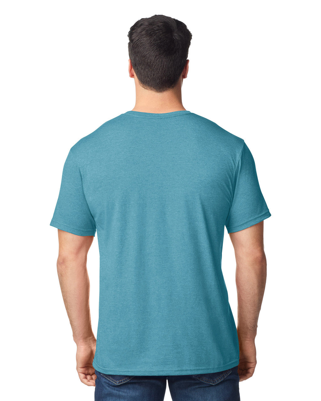 Gildan G640 Softstyle T-Shirt - Heather Galapagos Blue - model back