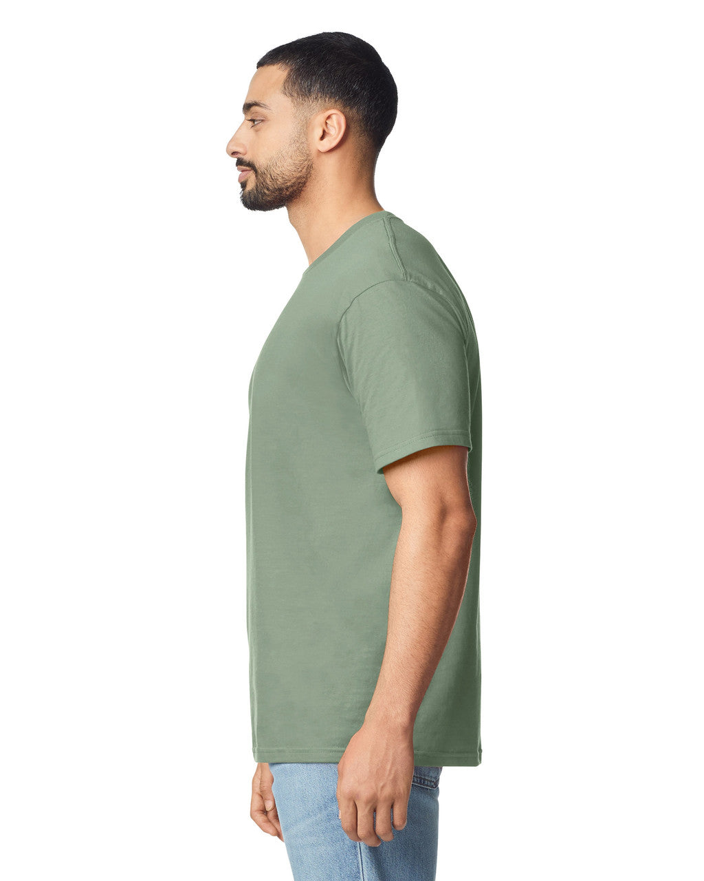 Gildan G640 Softstyle T-Shirt - Sage - model side