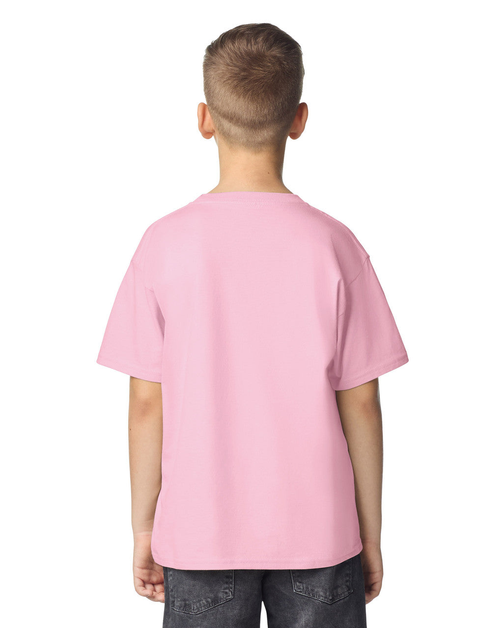 Gildan 64000B Youth Softstyle T-Shirt - Light Pink - model back