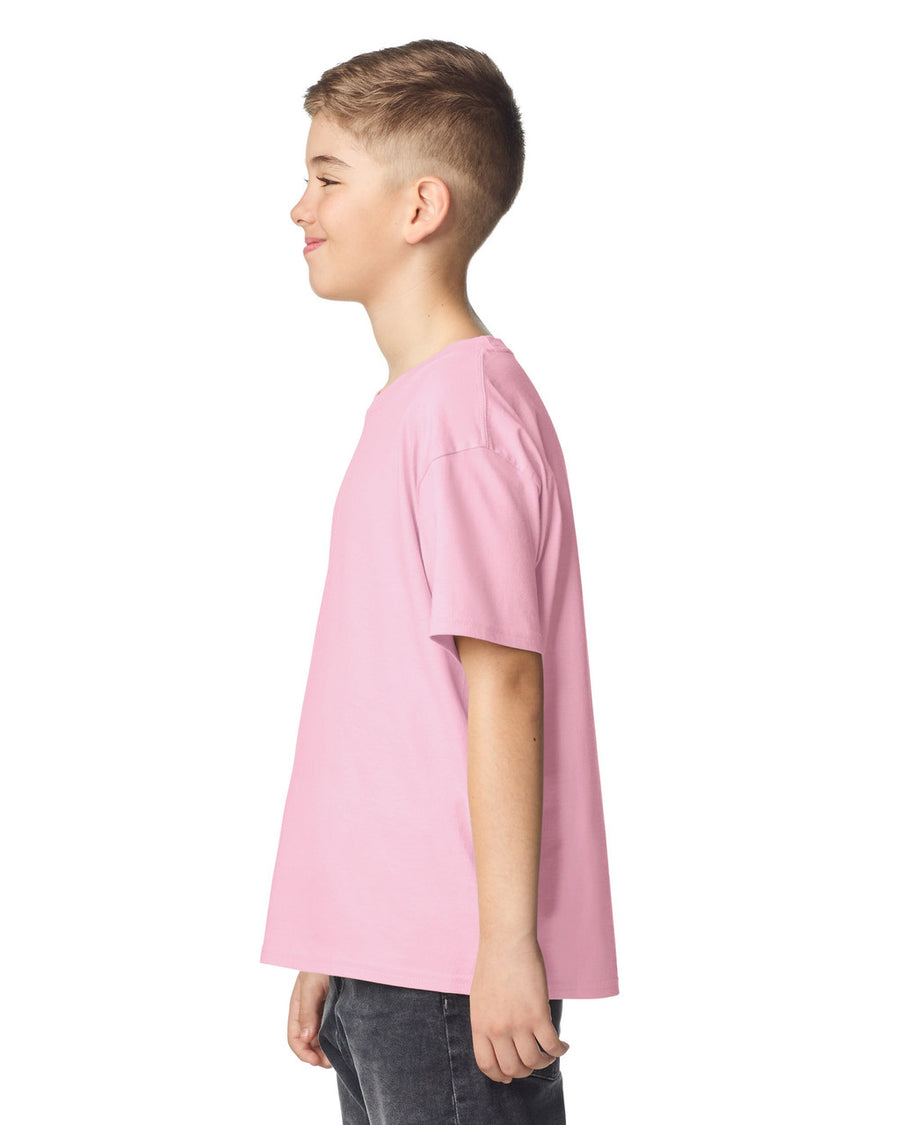 Gildan 64000B Youth Softstyle T-Shirt - Light Pink - model side