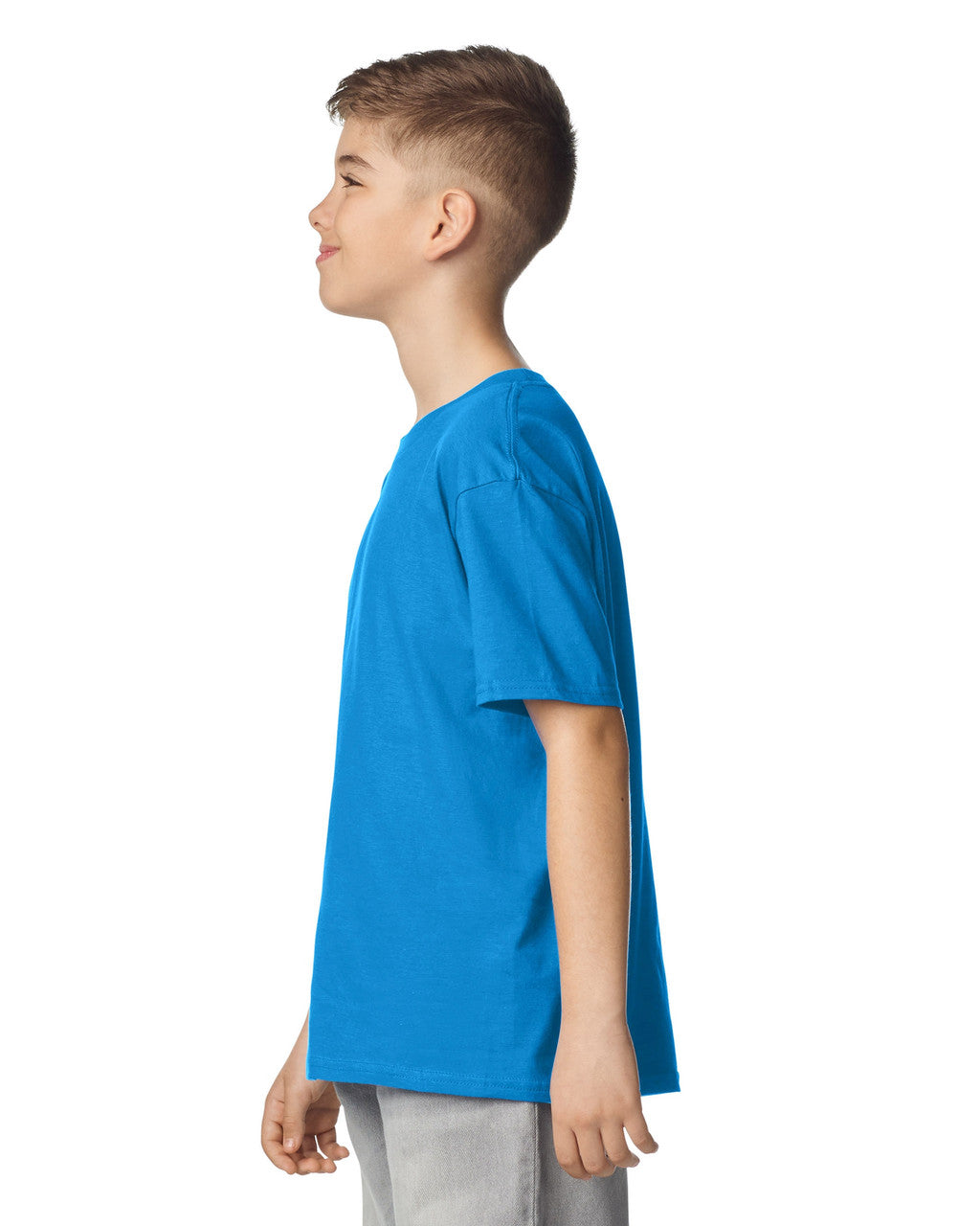 Gildan 64000B Youth Softstyle T-Shirt - Sapphire - model side