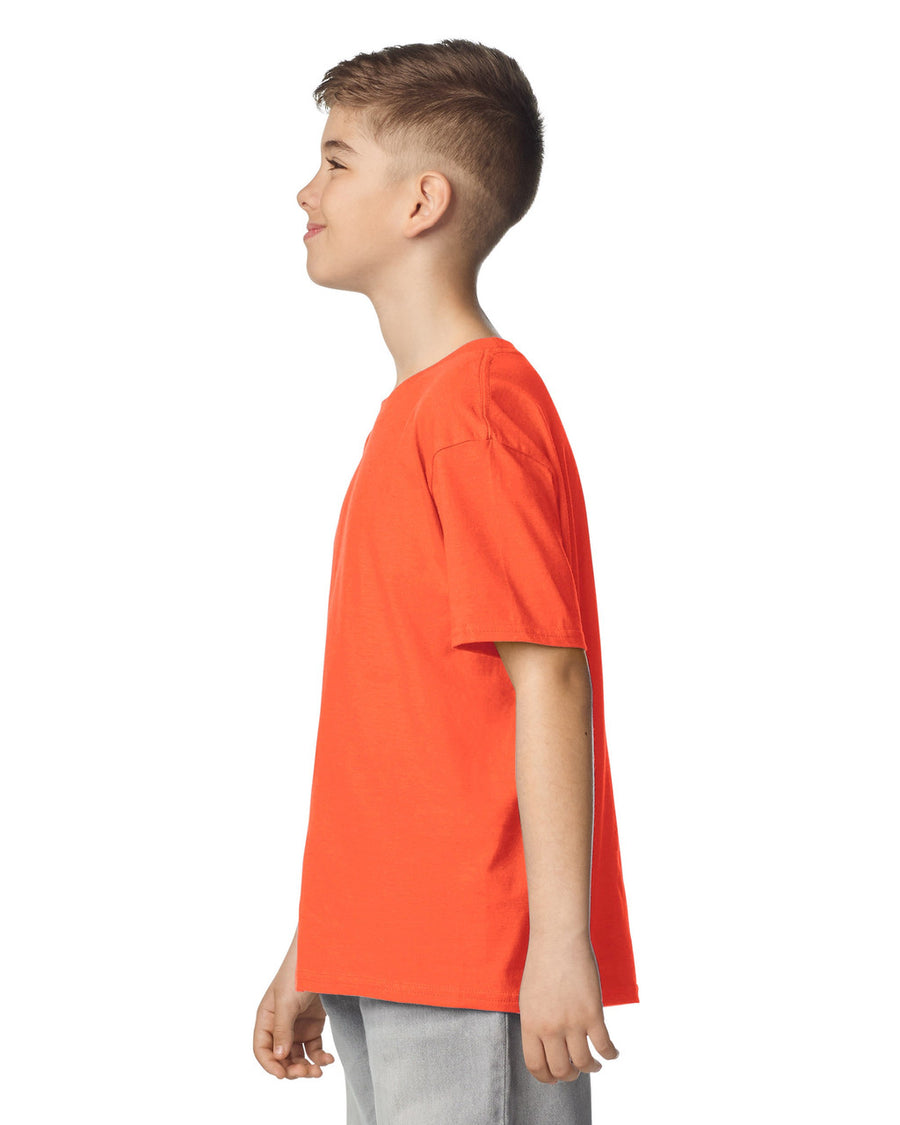 Gildan 64000B Youth Softstyle T-Shirt - Orange - model side
